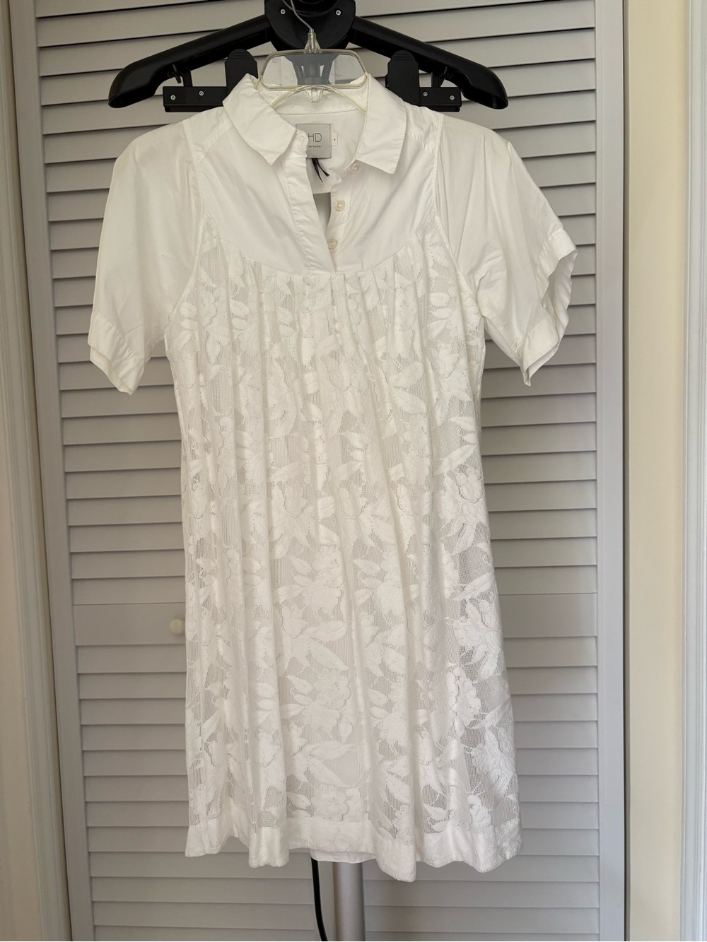 HD in Paris x Anthropologie White Lace Poplin Dress - Size XS (Modified)